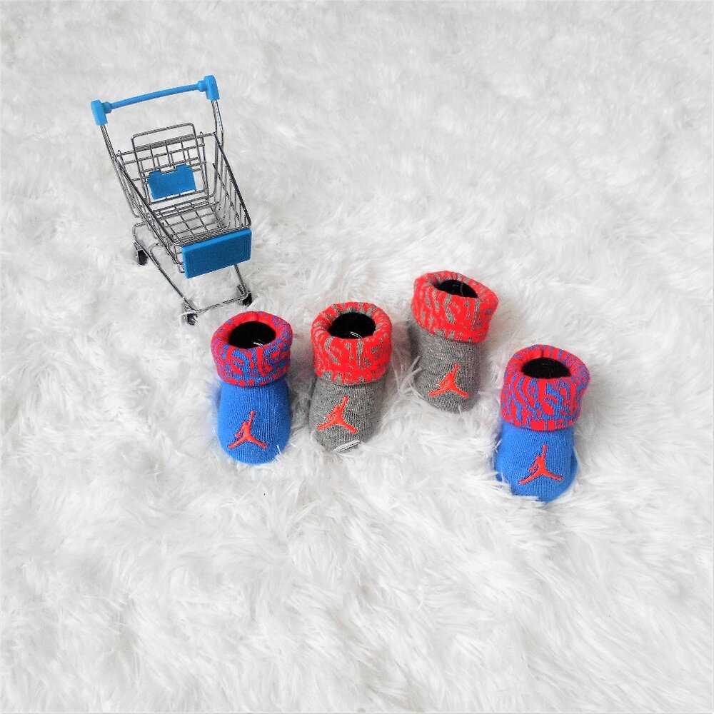 Nike Jordan Infant Booties 2 Pack Baby Newborn 0-6 Mo Medium Blue